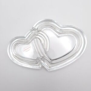 Vintage Teleflora Crystal Double Heart 24% LEAD CRYSTAL MADE IN FRANCE Just‎ LID